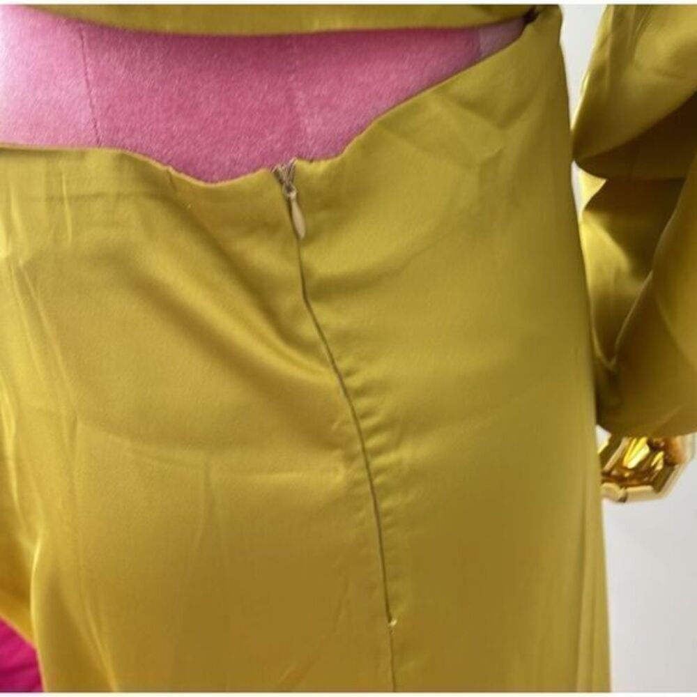 Stunning Yellow One-Shoulder Evening Gown with Balloon Sleeve and Wrap Dress L - Picture 12 of 12